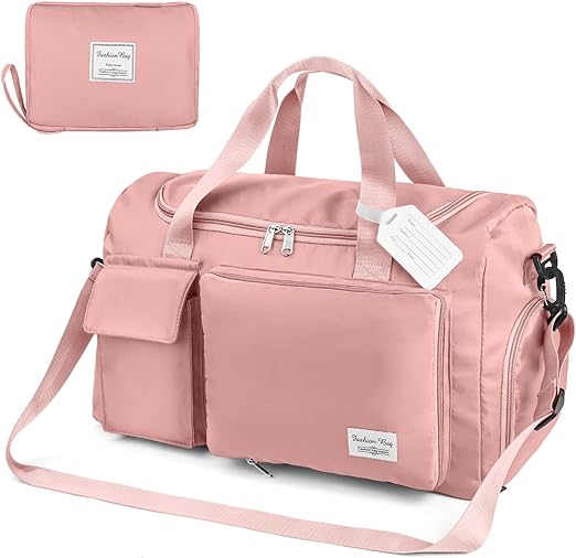 Bolsa impermeable y versátil Flintronic de color rosa, con múltiples compartimentos.