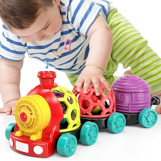 Tren de colores para niños menores de 1 año con formas interactivas y sonidos.